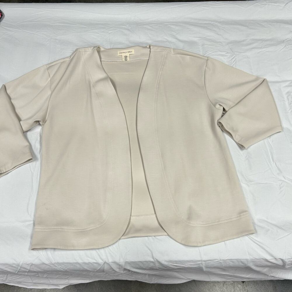Happily Grey Cream Long Sleeve Topper Cardigan Modal Women’s Size Medium Soft - Picture 5 of 9